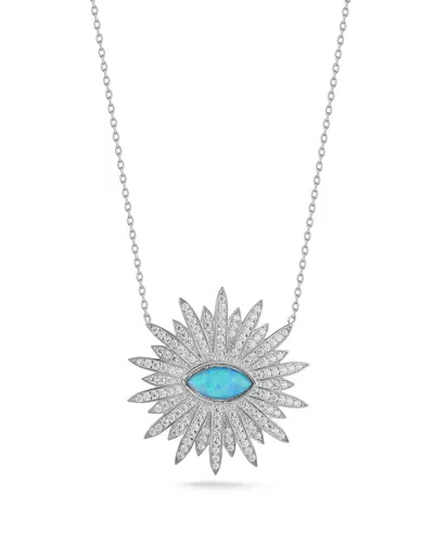 Sphera Milano Silver Opal Cz Necklace In Blue