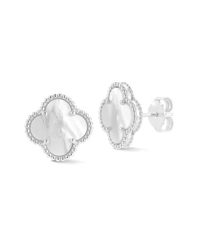 Sphera Milano Silver Pearl Clover Studs In Metallic
