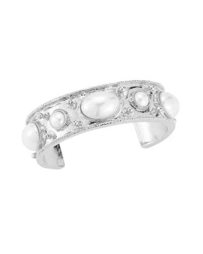 Sphera Milano Faux Pearl Cuff Bracelet In Silver