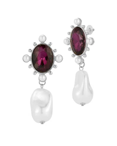 Sphera Milano Silver Plated Cz Earrings In Metallic