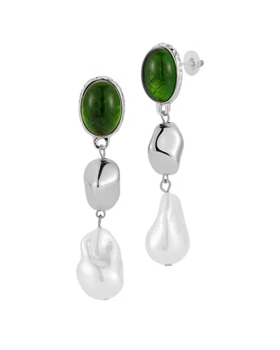 Sphera Milano Silver Plated Cz Earrings In White