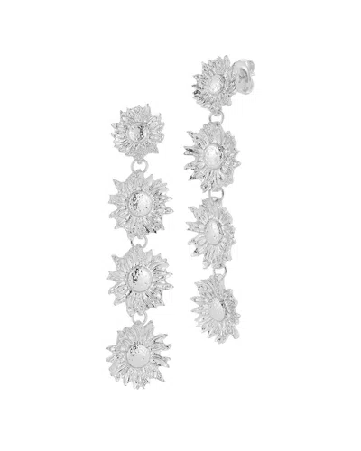 Sphera Milano Floral Linear Drop Earrings In Silver