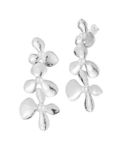 Sphera Milano Faux Pearl Flower Drop Earrings In Metallic