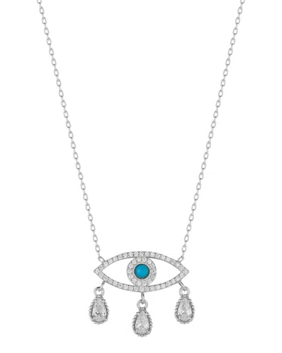 Sphera Milano Silver Turquoise Cz Evil Eye Necklace