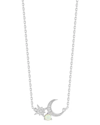 Sphera Milano Silver White Opal Cz Celestial Necklace