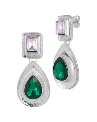 Sphera Milano Silver-plated Cz Earrings In Green