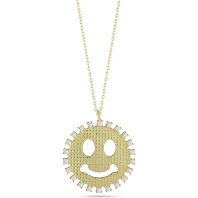 Sphera Milano Smiley Face Pendant Necklace In Gold
