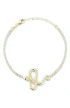 Sphera Milano 14k Over Silver Cz Snake Tennis Bracelet In Gold