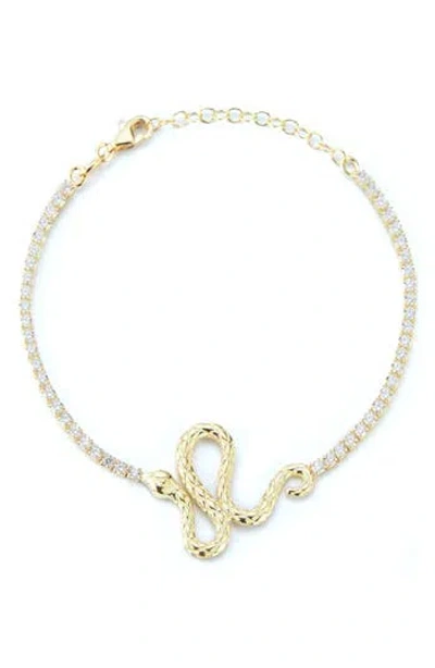 Sphera Milano Snake Charm Cz Bracelet In Gold