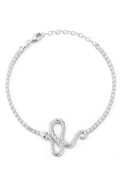 Sphera Milano Snake Charm Cz Bracelet In Silver