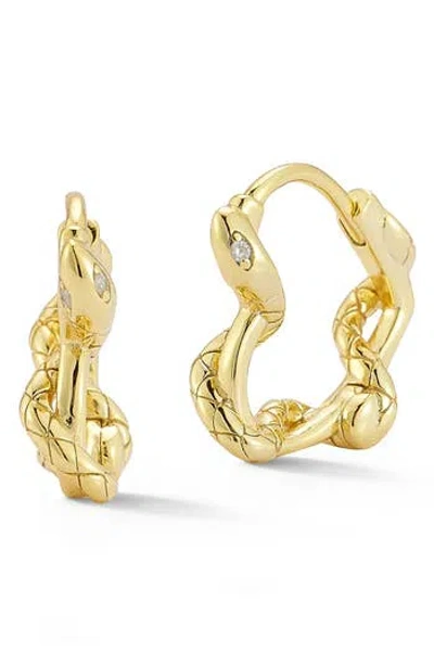 SPHERA MILANO SPHERA MILANO SNAKE HUGGIE HOOP EARRINGS