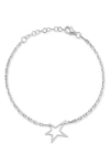 Sphera Milano Star Charm Paper Clip Chain Bracelet In Metallic
