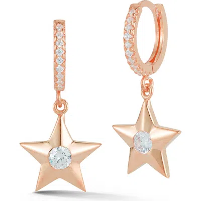 Sphera Milano Star Huggie Drop Earrings In Gold