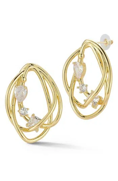 Sphera Milano Plated Crystal Sculptural Earrings In Gold