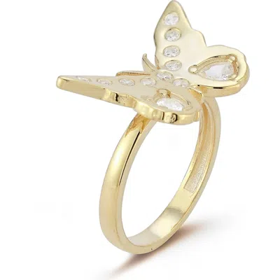 Sphera Milano Sterling Silver & Cz Butterfly Ring In Gold