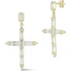 Sphera Milano Sterling Silver & Cz Cross Dangle Earrings In Gold