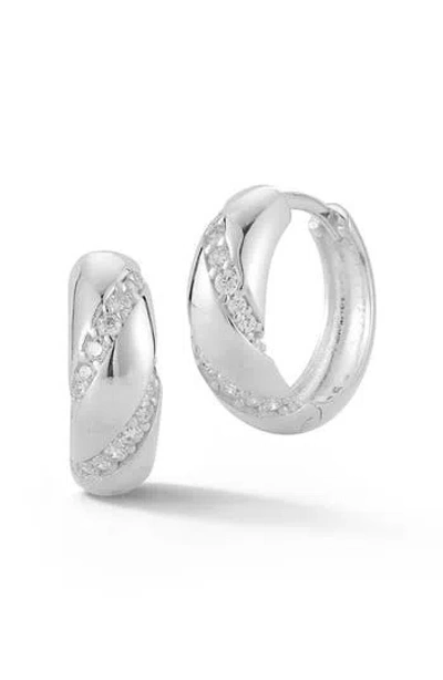 Sphera Milano Sterling Silver Cubic Zirconia Huggie Hoop Earrings