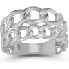 Sphera Milano Sterling Silver Two Row Curb Link Ring In Silver