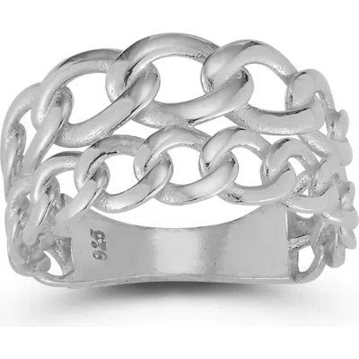 Sphera Milano Sterling Silver Two Row Curb Link Ring