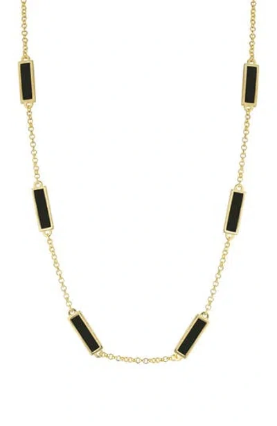 Sphera Milano Synthetic Onyx Bar Station Necklace In Gold