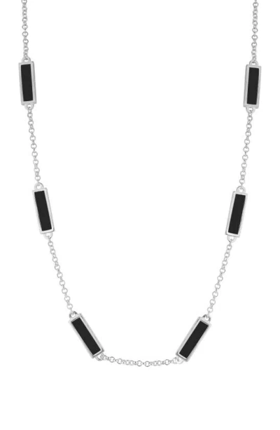 Sphera Milano Synthetic Onyx Station Necklace In Silver