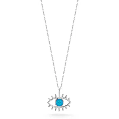 Sphera Milano Synthetic Opal Evil Eye Pendant Necklace In Red