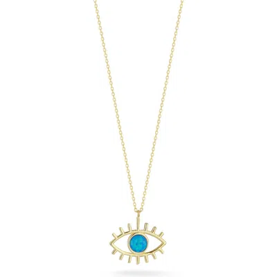 Sphera Milano Synthetic Opal Evil Eye Pendant Necklace In Gold