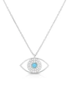 Sphera Milano Synthetic Turquoise Evil Eye Pendant Necklace In Metallic