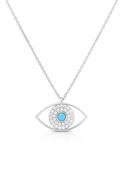 Sphera Milano Synthetic Turquoise Evil Eye Pendant Necklace In Metallic