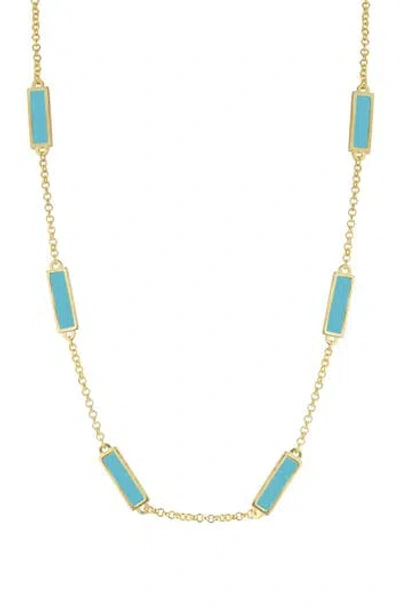 Sphera Milano Synthetic Turquoise Station Necklace In Gold