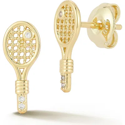 Sphera Milano Tennis Racket Stud Earrings In Gold