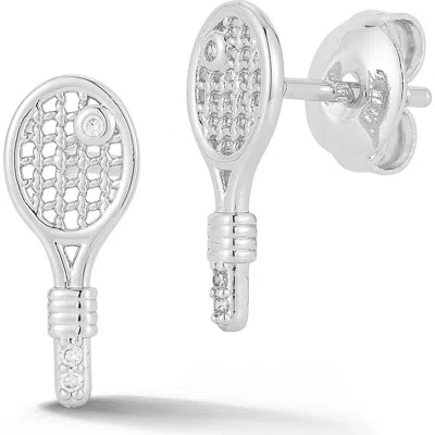 Sphera Milano Tennis Racket Stud Earrings In Silver