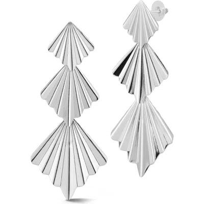 Sphera Milano Textured Fan Drop Earrings In Silver