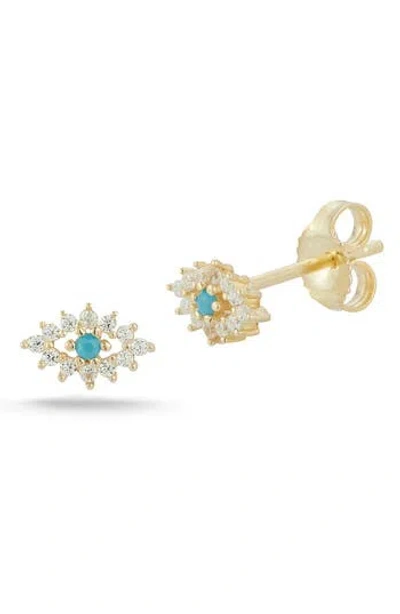 Sphera Milano Tiny Evil Eye Cz Stud Earrings In Gold