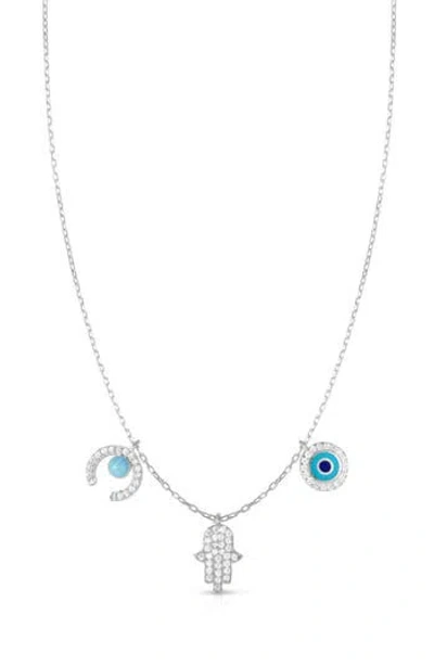 Sphera Milano Triple Charm Necklace In Silver