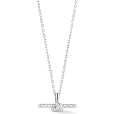 Sphera Milano Twisted Bar Pendant Necklace In Silver