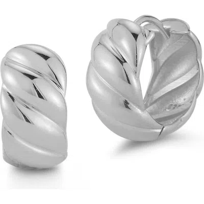 Sphera Milano Twisted Huggie Hoop Earrings In Metallic