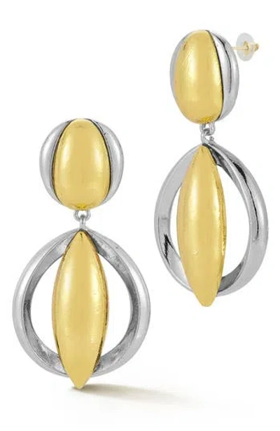Sphera Milano Two-tone Drop Earrings In Gold