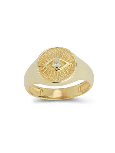 Sphera Milano Women's 14k Goldplated Sterling Silver & Cubic Zirconia Eye Signet Ring