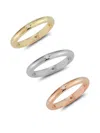 Sphera Milano Women's 3-piece Tri-tone Sterling Silver & Cubic Zirconia Ring Set In Silver