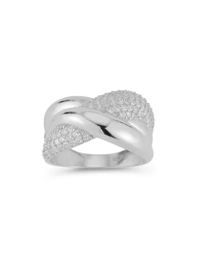 Sphera Milano Women's Plated Sterling Silver & Cubic Zirconia Pave Crossover Ring