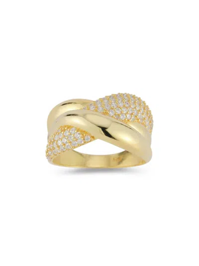 Sphera Milano Women's Plated Sterling Silver & Cubic Zirconia Pave Crossover Ring In Gold