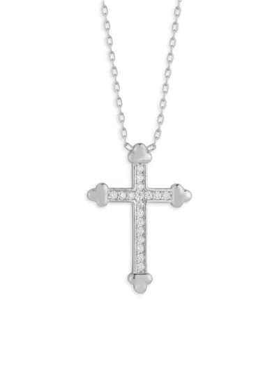 Sphera Milano Women's Sterling Silver & Cubic Zirconia Cross Pendant Necklace In Silvertone