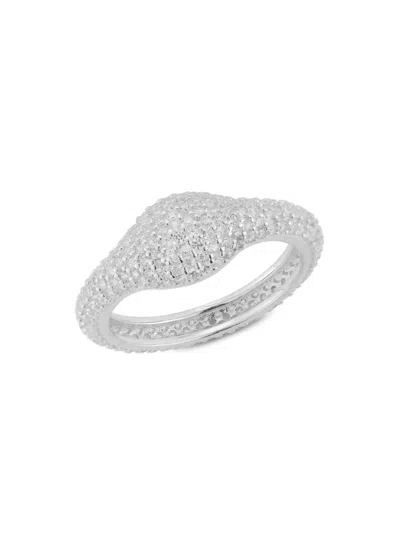 Sphera Milano Silver Cz Signet Ring In Silvertone