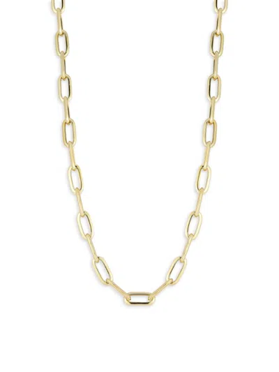 Sphera Milano 14k Over Silver Bold Knife Edge Paperclip Necklace In Goldtone