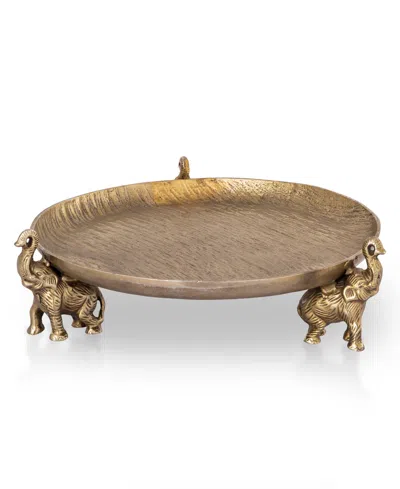 Spi Elephant Trio Tray In Gold-tone
