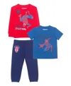 Spider-man Boys Toddler 2t-5t 3-piece Printed T-shirt, Short-sleeve T-shirt And Joggers Set In Multi