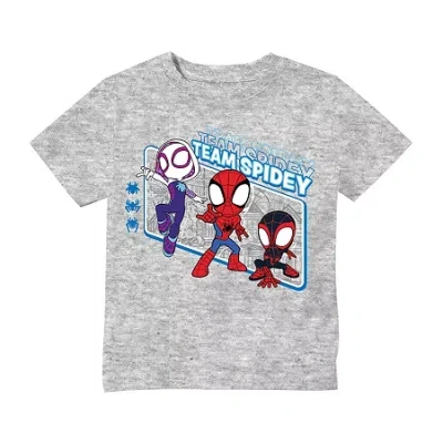 Spider-man Babies' Toddler Boys Crew Neck Short Sleeve Regular Fit Spiderman Graphic T-shirt In Gray