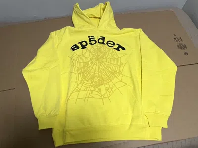Pre-owned Spider Sp5der Legacy Hoodie Yellow Size Medium W/ Defect