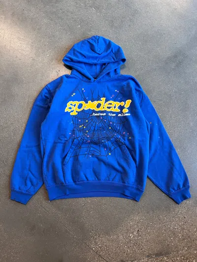 Pre-owned Spider Worldwide Sp5der Tc Hoodie Blue New Large